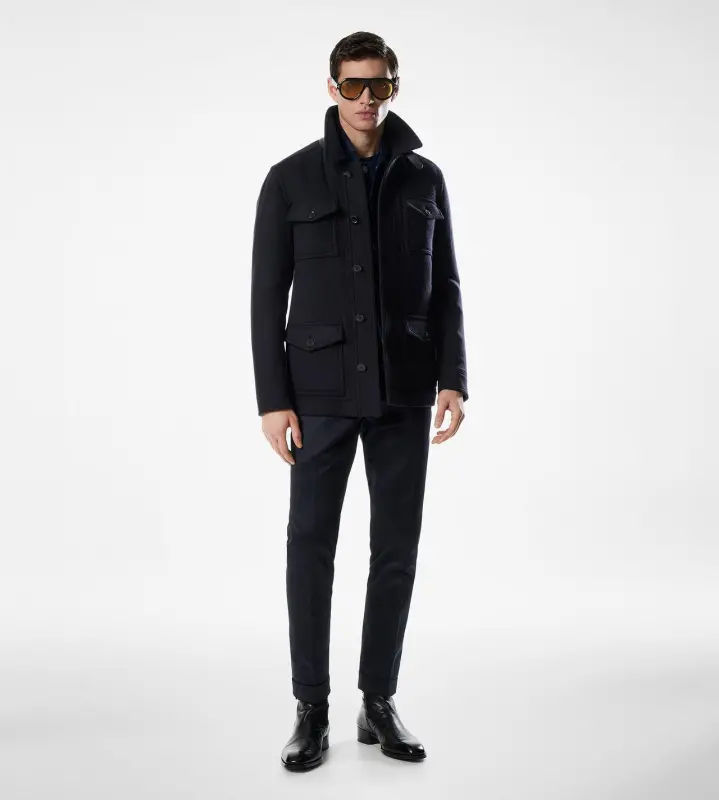 DOUBLE SPLITTABLE TWILL FOUR POCKET JACKET NAVY online